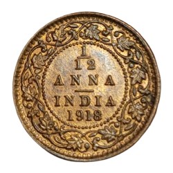 British India 1/12 Anna Year 1918 King George-V in UNC Grade.