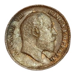 Alternative view of British India 1/12 ANNA Year 1908 King EDWARD-VII with DIE CRACK Error **V. SCARE** UNC Grade.
