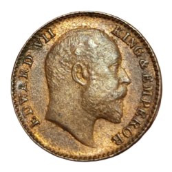 Alternative view of British India 1/12 ANNA Year 1910 King EDWARD-VII **V. SCARE** UNC Grade.
