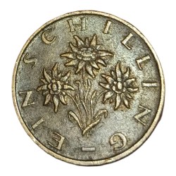 AUSTRIA Aluminium Bronze 1 SCHILLING Year 1980 Edelweiss Flora and Flowers in High Collectable Grade.