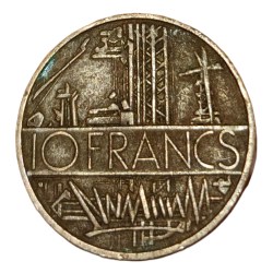 FRANCE Ni/Brs 10 FRANCS Year 1978 Handel en Industrie, Landkaarten in Collectable Grade.