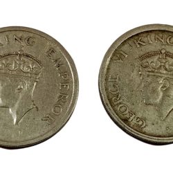 Alternative view of ONE RUPEE Cu/Ni Year 1947 LION 🦁 Portrait LAHORE Mint and BOMBAY Mint SET 2 Coins Collectable Grades.