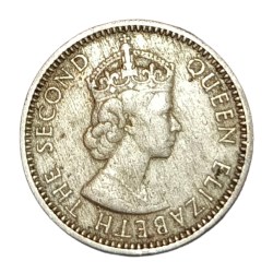 Alternative view of MALAYA AND BRITISH BORNEO Cu/Ni 10 CENTS Year 1961 Queen ELIZABETH-II **SCARE** High Collectable Grade.