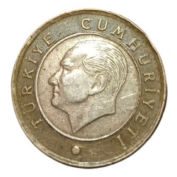 Alternative view of TURKEY Bi-Metal 1 TURK-LIRASI Year 2012 Turkiye Cumhuriyeti **SCARE** Collectable Grade.