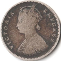 Half Rupe 1897 Silver Coin of Victoria Empress British India Coinage