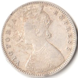 Half Rupee 1888 Silver Coin of Victoria Empress British India Coinage