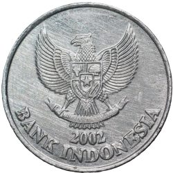 Alternative view of Aluminium 50 Rupiah of Indonesia (AD 2002) with Bird 'Kepodang'