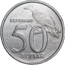 Aluminium 50 Rupiah of Indonesia (AD 2002) with Bird 'Kepodang'