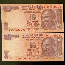 Rs 10 INDIA Banknote SEMI FANCY TWIN SET 79U 222200