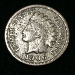 1906 United States 1 Cent "Indian Head Cent" Rare Coin #I-107