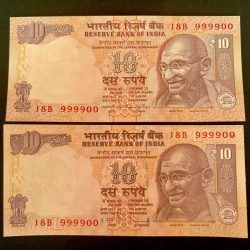 Rs 10 INDIA Banknote SEMI FANCY TWIN SET 18B 111100