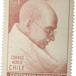 Old Postage Stamp of Chile Country with Mahatma Ganghi Birth Centenary Un-Used as per Image, Rare.