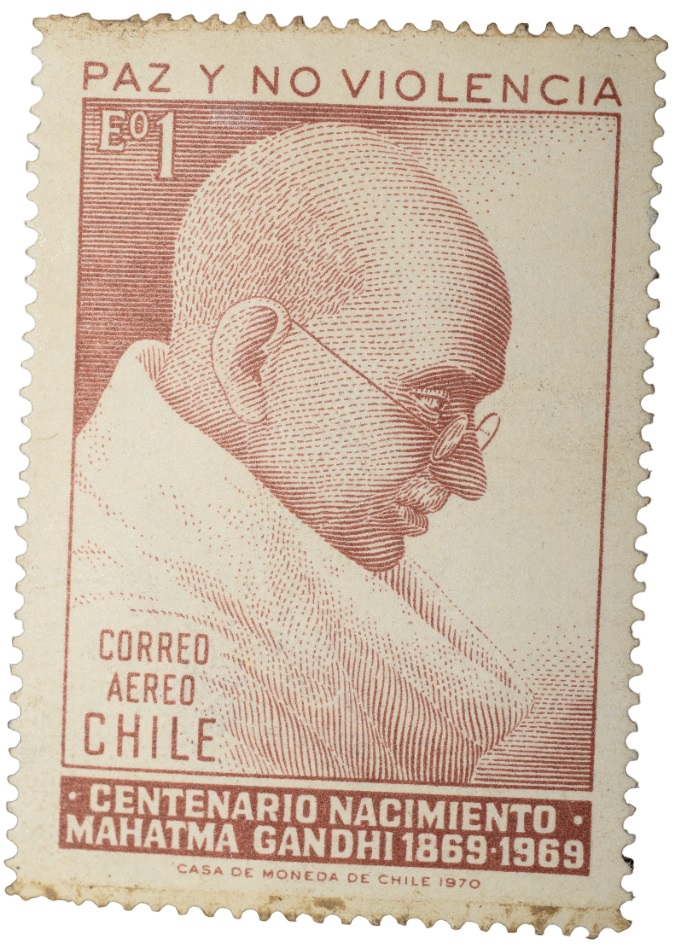 Old Postage Stamp of Chile Country with Mahatma Ganghi Birth Centenary Un-Used as per Image, Rare.