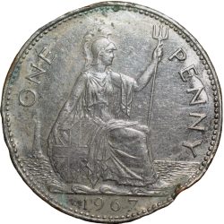 Alternative view of Silver Clad Bronze 1 Penny of Elizabeth II (AD1967) of Great Brittain