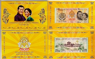 Bhutan, 100 Ngultrums, 2011, Royal Wedding October 2011, Mint Note Folder.