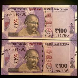 Rs 100 INDIA Banknote HOLY Number TWIN SET 2GV 786786
