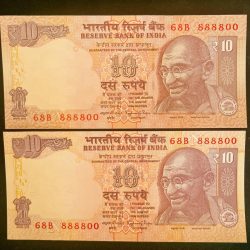 Rs 10 INDIA Banknote SEMI FANCY TWIN SET 68B 888800