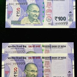 Rs 100 Twin Pair Banknote Set Same Number Gem Unc 999999 AND 1 Million Unique and Rare
