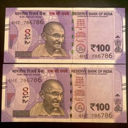 Rs 100 INDIA Banknote HOLY Number TWIN SET 4HE 786786