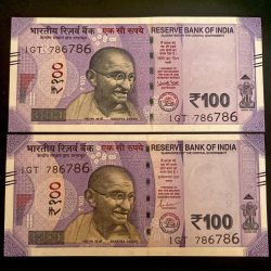 Rs 100 INDIA Banknote HOLY Number TWIN SET 1GT 786786