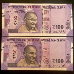 Rs 100 INDIA Banknote HOLY Number TWIN SET 0FV 786786