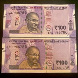 Rs 100 INDIA Banknote HOLY Number TWIN SET 1AL 786786