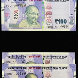 Rs 100 Twin Pair Banknote Set Same Number Gem Unc 999999 AND 1 Million Unique and Rare