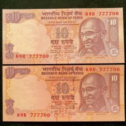 Rs 10 INDIA Banknote SEMI FANCY TWIN SET 89R 777700