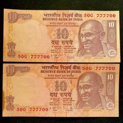 Rs 10 INDIA Banknote SEMI FANCY TWIN SET 50G 777700