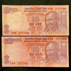 Rs 10 INDIA Banknote SEMI FANCY TWIN SET 79W 777700
