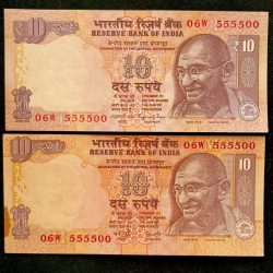 Rs 10 INDIA Banknote SEMI FANCY TWIN SET 06W 555500