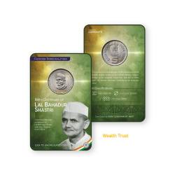 Rs 5 India Gov Issue 0f LAL BAHADUR SHASTRI COPPER NIKEL Circulating Strike Blister Pack