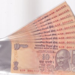 10Rs Y V Reddy Sign Fancy Series 000111 to 000999 Nine Notes Unc Set