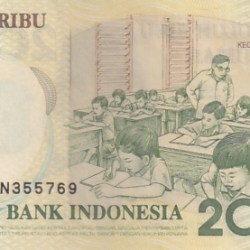 Alternative view of Lord Ganesha Portrait on Indonesia 20000 Rupiah Unc Note Rare