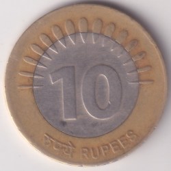 Alternative view of 10 Rupees Ex Rare 2009 Bi metallic Mule Collector Choice Coin