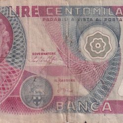 Italy 100 000 Lire Botticelli Repaired Bank Note