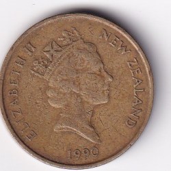 New Zealand 2 Dollars 1990- Elizabeth II 3rd portrait Lowest Price Coin #I-175