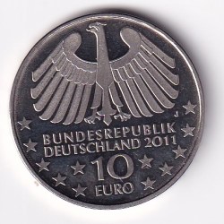 Alternative view of Germany, Federal Republic of 10 Euros 2011 Hamburger Elbtunnel Commemorative issue rare UNC coin #I- 157