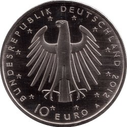 Alternative view of Germany, Federal Republic of 10 Euros 2012 Frederick II Commemorative issue rare UNC coin #I- 163