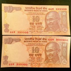 Rs 10 INDIA Banknote SEMI FANCY TWIN SET 66W 999900