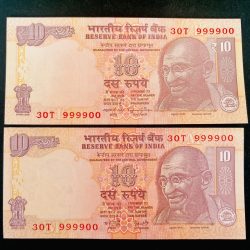 Rs 10 INDIA Banknote SEMI FANCY TWIN SET 30T 999900