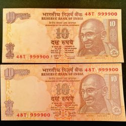 Rs 10 INDIA Banknote SEMI FANCY TWIN SET 48T 999900