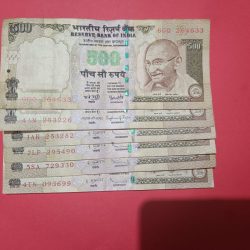500 Rs Set of 6 AUNC Notes Different Governore Notes