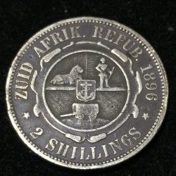 South African Republic 2 Shillings 1896 President Johannes Paulus Kruger Silver .925 (Weight 11.31 g) Coin #I-157