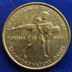 Alternative view of Greece, 1999, 100 Drachmai, 45th Championship of Greco-Roman Wrestling 1999 in Athens, KM# 173, CONDITION AS PER IMAGE.