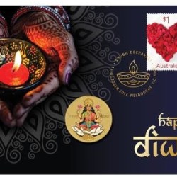 Tuvalu, 1 Dollar, 2017, Colour, Km #379, Goddess Lakshmi - Diwali Festival 2017, Coin Cover.