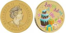 Alternative view of Australia, 1 Dollar, 2021, Colour, Happy Birthday, Coin Cover.