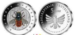 Germany, 5 Euro, 2023, Coloured, Series - Wonderful World of Insects - Red mason bee, KM# 432, UNC Condition.
