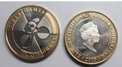 Gibraltar, 2 Pounds, 2019, 2019 Island Games, KM #1660, AUNC Condition.