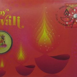 Tuvalu, 1 Dollar, 2019, Australia Post and Perth Mint PNC, Colour, Lakshmi – Diwali 2019.